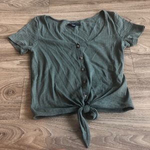 American Eagle Short Sleeved Button Up Knit Top